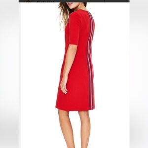 Boden jemima ottoman red dress with racing stripe on back